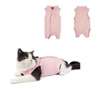Cat Recovery Suit,Post Surgery Onesie for Kitten,Breathable Soft Anti Licking Cat Bodysuit,Spay Surgical Recovery Clothes for Abdominal Wounds Skin Diseases,Elizabethan Collar Alternative (Pink, S)