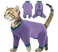 Cat Recovery Suit with Legs, Cat Jacket Surgical Recovery Suit Sticky Hair Clothes Post Surgery Suit Kitten Clothes for Kittens Only(Purple, S)