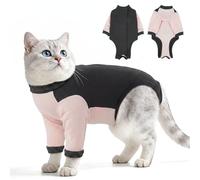 Cat Recovery Suit with Sleeves - for Cats Escaping Standard Suits | Full Body Anti-Licking Protection | Soft Cotton Post Surgery Onesie | Spay, Neuter, Abdominal Wound (Blush Pink M)