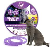 Cat Repellent Treatment, 2 Pack Repellent Collar, Adjustable for Small Medium Large Cats, Glow in the Dark Natural Waterproof Design (2 Pack Purple)