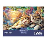 Cat Resting on Pink Blanket Watching Birds_4 Thousand Piece Two Cats Cuddling Soft Colorscardboard Jigsaw Puzzle Travel Thick Pieces No Burrs Lightweight Travel Friendly Easy 70x50cm/1000pcs