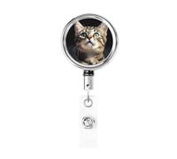 Cat Retractable Id Badge Holder Badge Reels with Clip Cute Name Card Holder for Office Worker Doctor Nurse Teacher