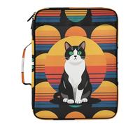 Cat Retro Sunset Art Expandable Folder with Dividers 7 Pockets A4 Letter Size with Zipper Closure for Document Storage Accordion File Folders carpetas de