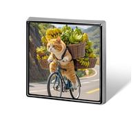 Cat Riding A Bicycle Backpack Pin Cute Brooch Decoration Brooches for Women Mens Lapel Pins for Suits Fashion Button Badges for Hat Backpacks Purses Jackets Shirt Suit Lapels-Square