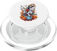 Cat Riding A Dragon Cat Into Battle Graphic PopSockets PopGrip for MagSafe