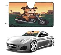 Cat Riding A Motorcycle Car Windshield Sun Shade - Reflector Sunshade Offers Ultimate Protection for Car Interior, Cool Reflective Sun Blocker Fits Small Sedans, Mini SUVs 55"x30"