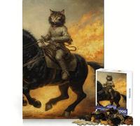 Cat Riding A War Horse 1000 Piece Jigsaw Puzzles- Cognitive Recall Restful Activity Sharp Cut size 38x52cm