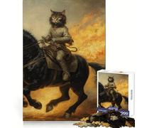 Cat Riding A War Horse 1000 Piece Jigsaw Puzzles for Adults Jigsaw Logical Skill Restful Escape Precise Join size 50x75cm