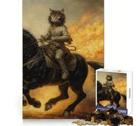 Cat Riding A War Horse 1000 Pieces Jigsaw Puzzles for Teenagers Sharp Memory Stress Relief Fun Neat Edges Perfect Present size 38x26cm