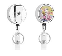 Cat Riding Motorcycles Retractable Work Badge Holder Keychain Badge Reel 24.4" Cord & 360° Swivel Alligator Clip Heavy Duty Id Name Tag Holder for Nurses Doctors Teachers Office Workers