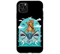 Cat Riding Sharks Adventure Humor Case for iPhone 11 Pro Max