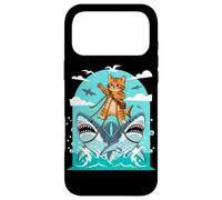 Cat Riding Sharks Adventure Humor Case for iPhone 17 Pro Max