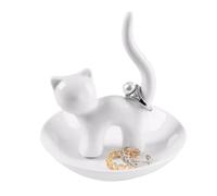 Cat Ring Holder Bowl, Ring Organiser, Cute Jewellery Tower, Ceramic Ring Bowl, Jewel Display Organiser for Women, Girls