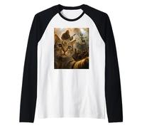 Cat Rock Concert Selfie Bigfoot Guitar & Alien Drummer Raglan Baseball Tee