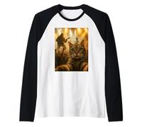 Cat Rock Concert Selfie Bigfoot Guitar & Alien Drummer Raglan Baseball Tee