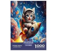 Cat Rocket 1000 Piece Universe Jigsaw Puzzle for Adults And Kids Family Educational Games 1000 Pieces Beautiful Decoration Challenge High Difficulty 38x26cm/1000pcs