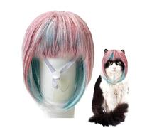 Cat Roll Play Wig, Funny Cat Wig, Blue Pink Wigs, Cats Cosplay Fun - Photography Travel Geting Dog Headwear for Outdoor Role Play for Outdoor Role Play for Masquerade, Halloween