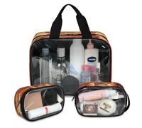 Cat Rose Flower Travel Makeup Bag for Women Men, Translucent Cosmetic Bags 3 Pcs Large Shower Wash Pouch Toiletry Cosmetic Toiletries Organizer