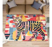 Cat Rug 6x9, Aztec Cat Area Rugs for Bedroom, Abstract Animals Rugs for Boys Room, Low Pile Non Slip Carpet for Computer Game Room Dormitory