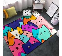 Cat Rug for Girls Bedroom - Cartoon Cat Rug for Kids Room Cute Animal Carpet Room Decor Colorful Anime Mat with Printed, 5x7 Feet