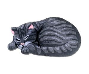 Cat Rug Funny Cartoon Sleeping Tabby Cat Shaped Rug 33.1x17.7 Inch Irregular Cat Rugs Room Decor Non-slip Washable Cute Rugs for Bedroom Entry Living Room Cat Rugs Room Decor Cat Shaped Rug Cute Rugs