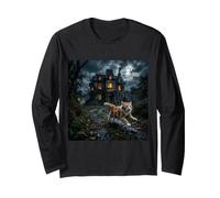Cat Running Away from Madhouse in Horror Long Sleeve T-Shirt