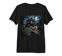 Cat Running Away from Madhouse in Horror Premium T-Shirt
