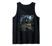 Cat Running Away from Madhouse in Horror Tank Top