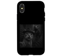 Cat Running From Dinosaur T Rex Action Artwork Case for iPhone X/XS