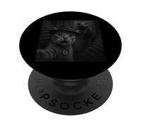 Cat Running From Dinosaur T Rex Action Artwork PopSockets Adhesive PopGrip