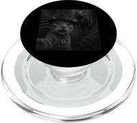 Cat Running From Dinosaur T Rex Action Artwork PopSockets PopGrip for MagSafe