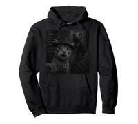 Cat Running From Dinosaur T Rex Action Artwork Pullover Hoodie