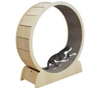 Cat Running Wheel, Cat Exercise Wheel Treadmill With Carpeted Runway, Fitness Weight Loss Device, Natural Wood Color,L