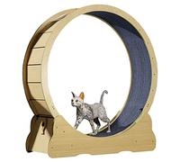 Cat Running Wheel/Cat Treadmill With Carpeted Runway, Cat Toy Exercise Wheel/Interactive Cat Toy - Reducing Boredom, Natural Wood Color,Inner Diameter-90cm(35.4