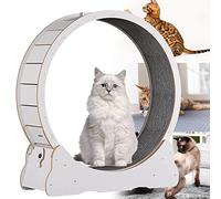 Cat Running Wheel, Heavy Duty Treadmill Silent, Wheel with Locking Device, No Gap Exercise for Indoor Cats, Interactive Weight Loss Toys Kittens,White-S
