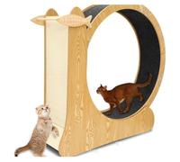 Cat running Wheel Home Use Simple Roller Silent Pet Wooden Exercise Running Wheel Cat Climbing Frame Pet Wooden Cat Treadmill Cat Toys(A)