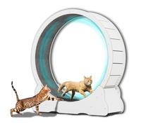 Cat running Wheel Simple Roller Silent Household Pet Wooden Sports Running Wheel Cat Climbing Frame Pet Wooden Cat Treadmill Cat Toys(White)