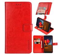CAT S62 Pro Premium Leather Wallet Case [Card Slots] [Kickstand] [Magnetic Buckle] Flip Folio Cover for CAT S62 Pro Smartphone(Red)