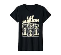Cat Sabbath Funny Cat Value Graphic T-Shirt, Women, Black, L