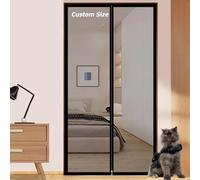 Cat Safety Nets for Balcony Patio Kitchen, Custom Size Cat Screen Door Pets Proof Door Curtain, Self-Adhesive Fly Screen Mosquito Nets with Double-side Zipper (W*H:90 * 200cm)