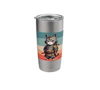 Cat Samurai Armor with Detailed Traditional Stainless Steel Insulated Tumbler