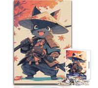 Cat Samurai Illustration - Japanese Room 1000 Piece Puzzle For Adults Play And Learn Smart Activity Unique Heartfelt Celebration Gift Size 38x52cm