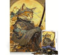 Cat Samurai Japan Puzzles for Teenagers 1000 Pieces Brain Development Quiet Enjoyment Clean Join Seasonal Gift size 50x75cm