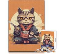 Cat Samurai Japanese 1000 Piece Puzzle For Adults Play And Learn Smart Activity Unique Heartfelt Celebration Gift Size 38x52cm