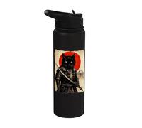 Cat Samurai Japanese Sword Anime Cat Stainless Steel Insulated Water Bottle