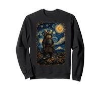 Cat Samurai Starry Night Japan Art Feline Van Gogh Warrior Sweatshirt