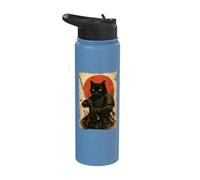 Cat Samurai Vintage Japanese Warrior Stainless Steel Insulated Water Bottle
