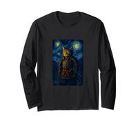 Cat Samurai Warrior Under Starry Sky for Cat Owner Long Sleeve T-Shirt