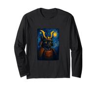 Cat Samurai Warrior Under Starry Sky for Cat Owner Long Sleeve T-Shirt