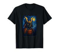 Cat Samurai Warrior Under Starry Sky for Cat Owner T-Shirt